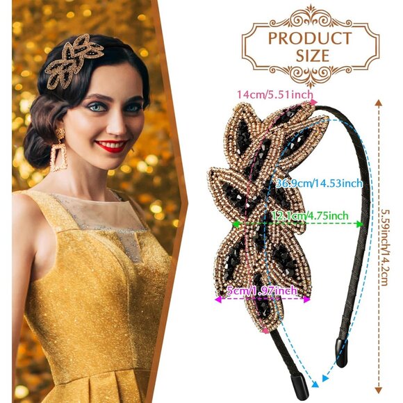 3 Pcs 1920s Flapper Headbands Women Vintage Rhinestone Gatsby Accessories - Picture 6 of 7